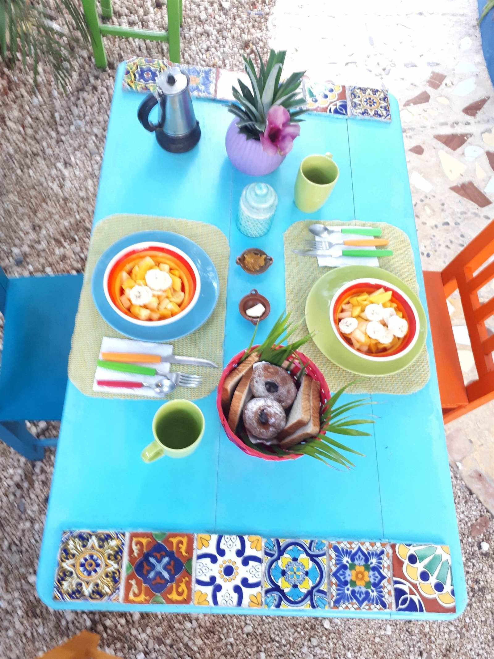Homemade breakfast served at the table